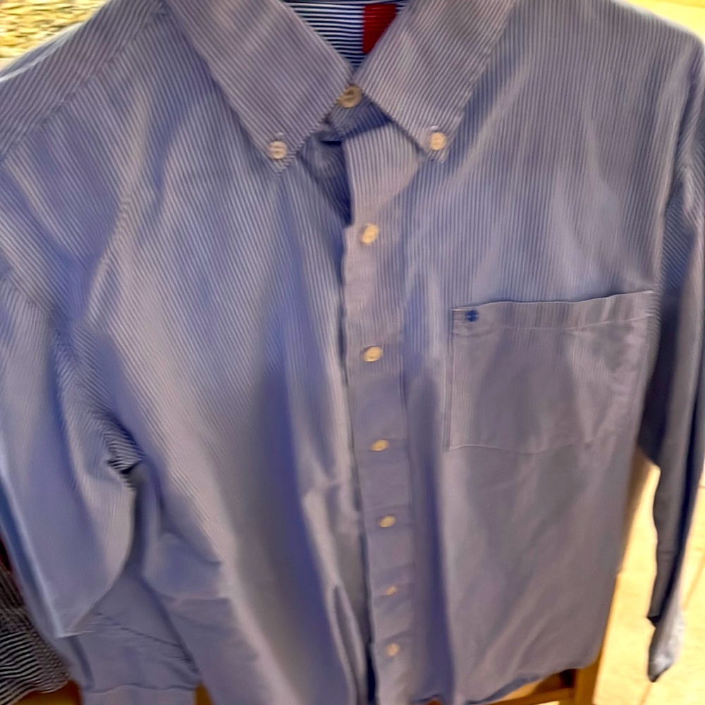 Mens Izod Stripped Blue Buttondown